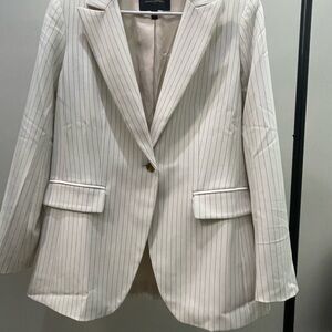 Banana Republic Cream Pinstripe Blazer Women’s Size 10 Tailored Jacket